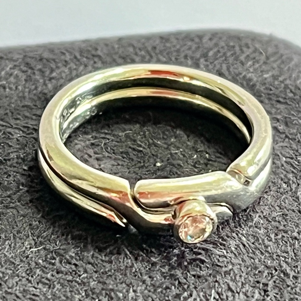 TIFFANY & CO / PALOMA PICASSO SOLID 18K WHITE GOLD DIAMOND PUZZLE RING